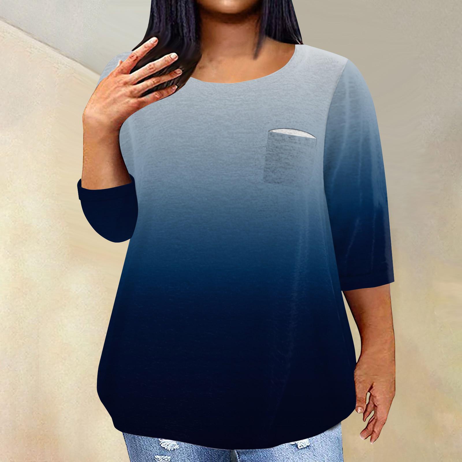 

Жіночий модний повсякденний пуловер з принтом і круглим вирізом з рукавом три чверті та рукавом 4/3 L