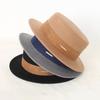 Womens Wool Flat Top Hat With Ribbon Trim Winter Warm Casual Outdoor Fedora Style