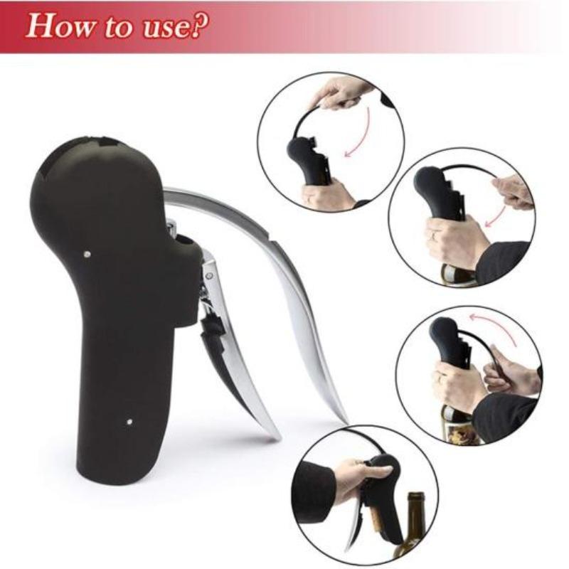 Wine Bottle Opener Vertical Lever Corkscrew Ergonomic Handle Non-Slip Multifunctional Quick Open Beverages Bottle Tool Home Bar Supplies