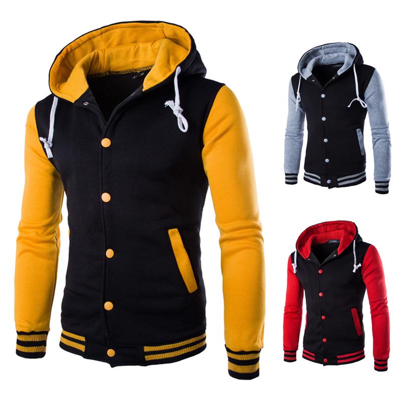 

2024 Men s Slim Fit Hooded Baseball Jacket - Plush Short Cardigan Style W8 XL сірий колір