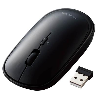 ELECOM Wireless Mouse, 2.4GHz, Slint M-TM10DBBKEC, Slim Design, Silent Operation, 4 Buttons, Presentation Mode, Windows & Mac Compatible, Black