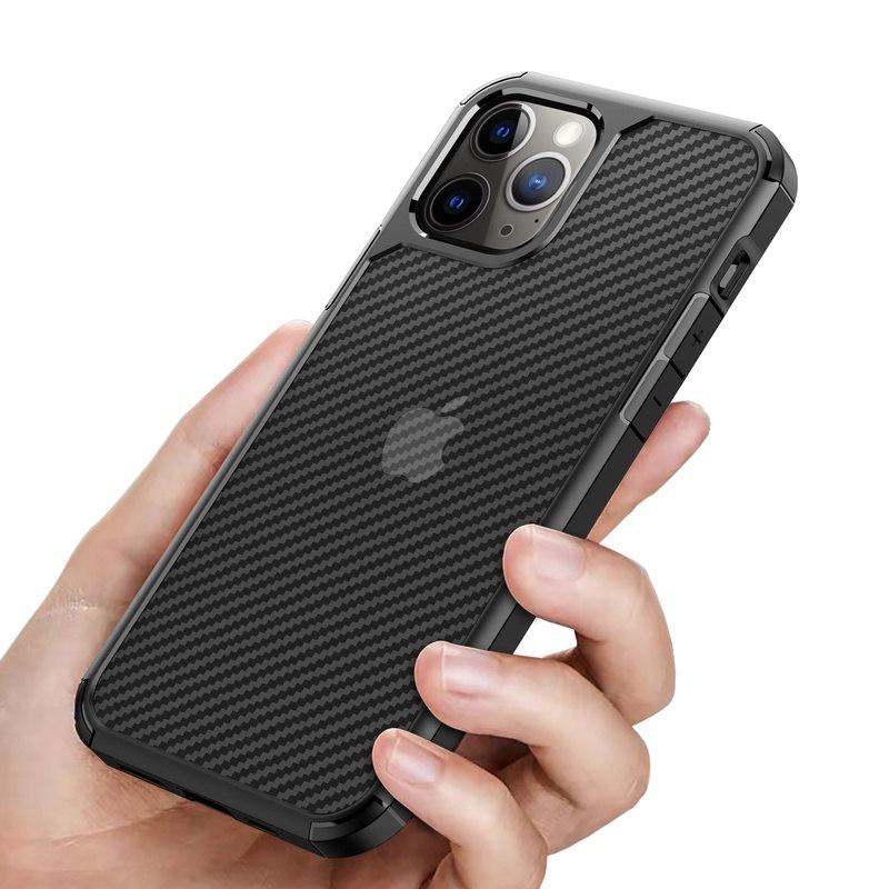 Crong Hybrid Carbon - Etui Iphone 12 Pro Max (Czarny)