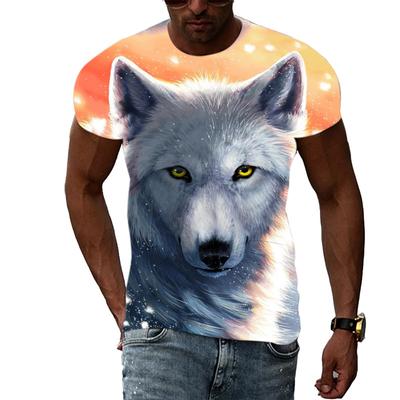 Animal Male Wolf T-shirt Fashionable Casual Trend Personalized 3D Printed Short Sleeved Hip-hop T-Shirts Men’s