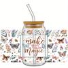 5pcs Cup Stickers - Floral & Plant Design Waterproof, Scratch-Resistant Crystal Finish Decals For 16Oz Glasses, Self-Adhesive, 9.45X4.33 Inches