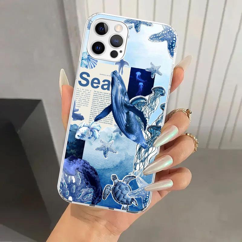 Ocean Starfish Sea Turtle Shark Phone Case for Iphone 17 Air 16 15 Plus 14 13 Mini 12 11 Pro Max 16E 7 8 SE 2020 Soft Funda Prin
