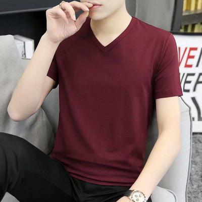 Camiseta Blanca de Manga Corta con Cuello en V Ajustada para Hombre - Estilo Coreano Verano