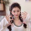 U Shape Satin Fabric Hair Bands Adjustable High Top Headpiece Non Slip Pearl Hair Band Tooth Comb Fabric Ribbon Hair Hoop