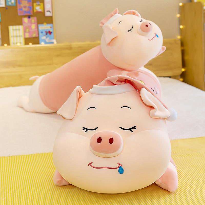 Cute Sleepy Pig Throw Pillow Plush Toy Girl Bed To Sleep with Throw Pillow Girl Birthday Gift