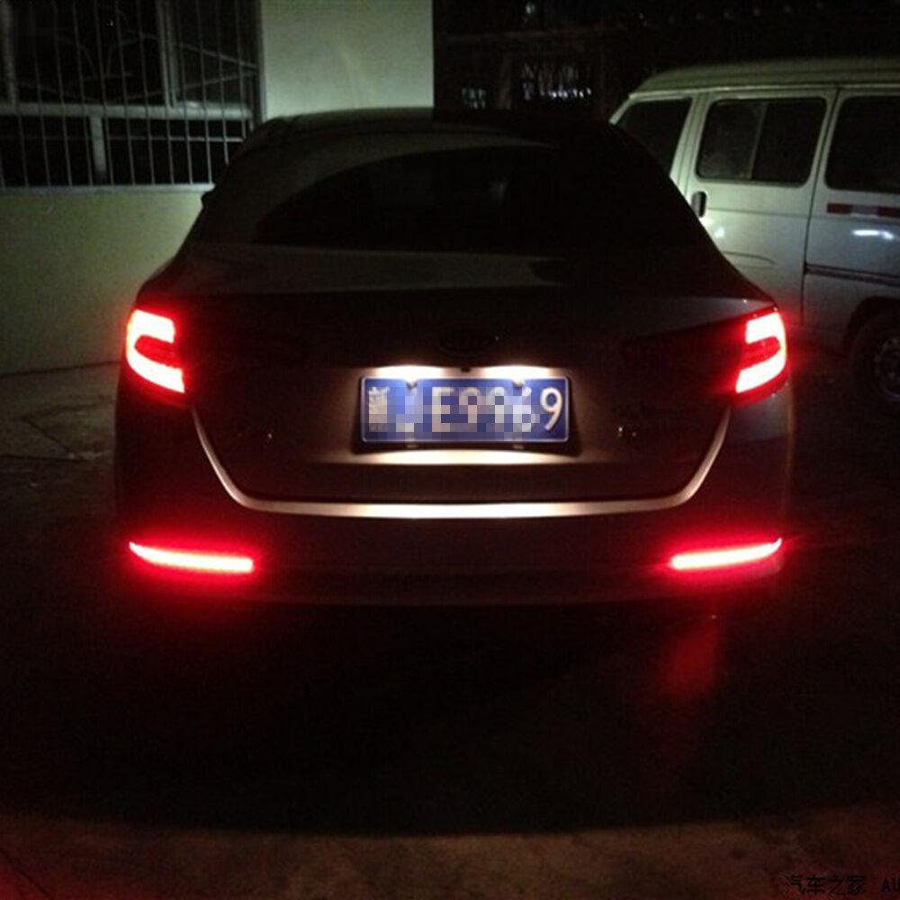 2x Car Rear Bumper Drving Braking lighting Red LED Reflectors Warning Tail Lamps