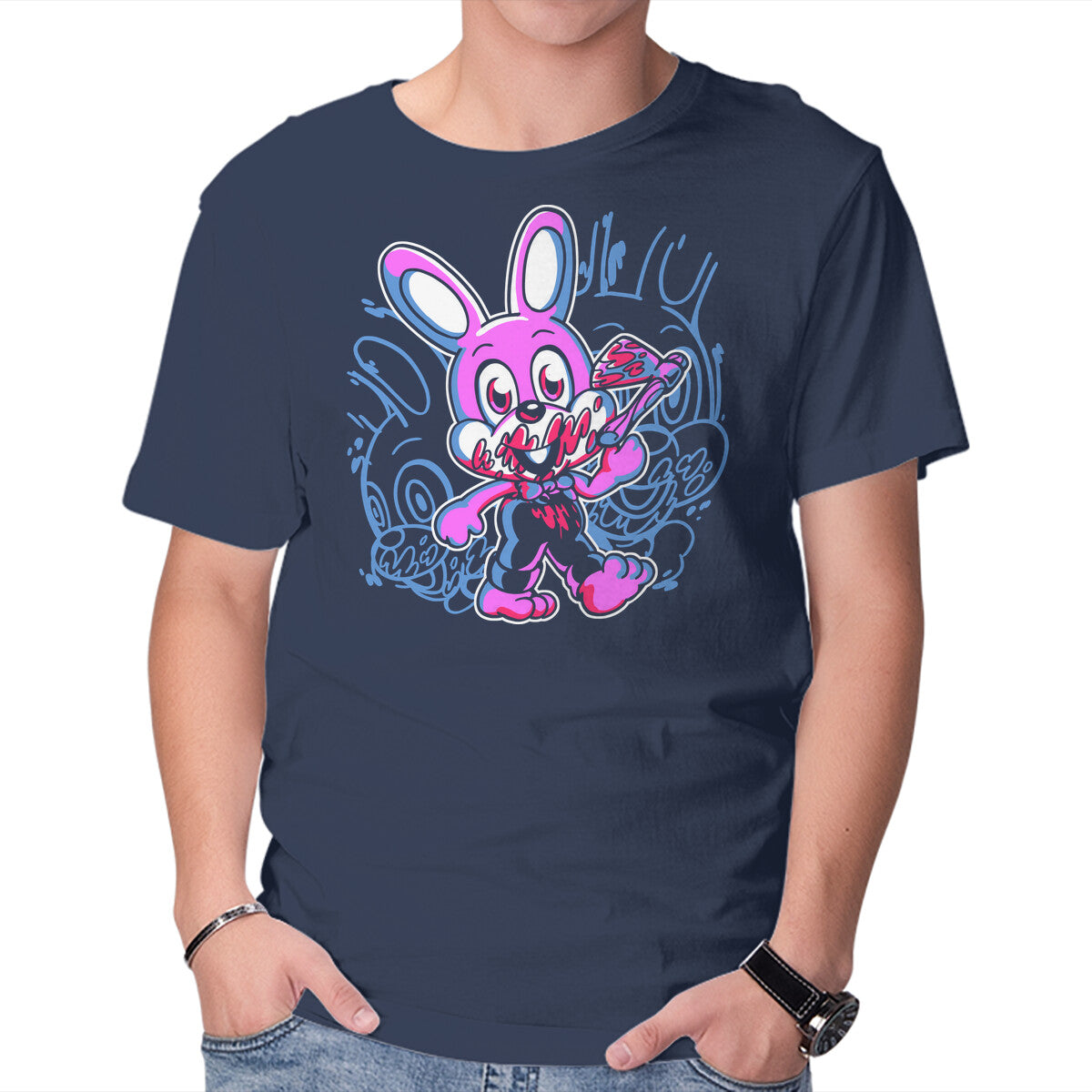 Unisex Crew Neck T-Shirt Rabbit Park Graphic Short Sleeve Casual Tee XXXL
