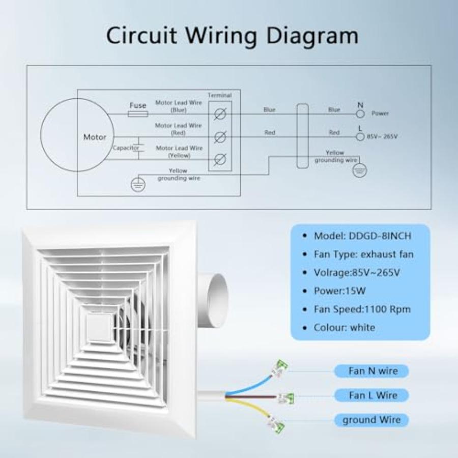 Bathroom Exhaust Fan for CeilingHousehold Bath Vent Ventilation Fan 110 CFM 4-in Duct 1.0 Sones Quiet Operation 13W Energy-Savi