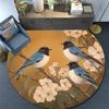 Birds On Branches Round Area Rug,Carpet Rug for Living Room Bedroom Sofa Playroom Decor,Non-slip Floor Mat