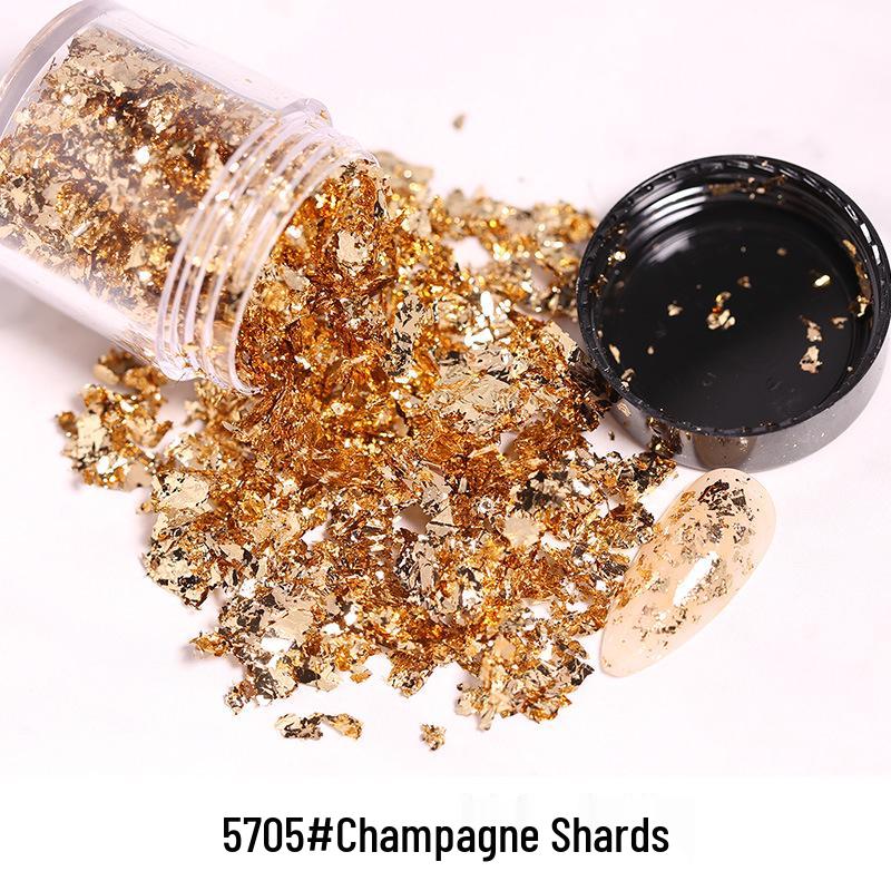 Japanese Gold & Silver Foil Nail Art Flakes: DIY Gel Polish Patches for Photo-therapy and Jewelry Design