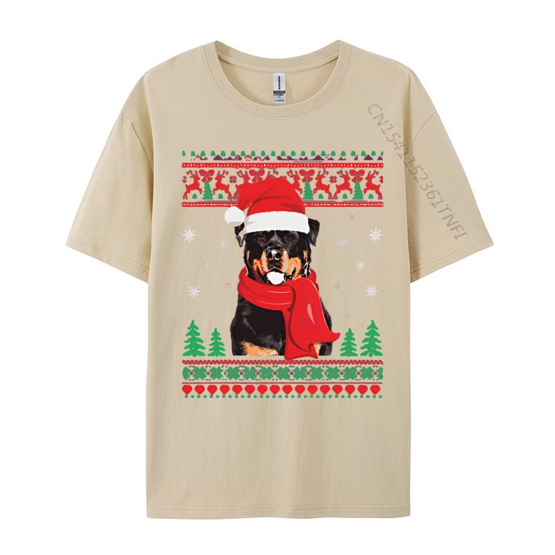 Rottweiler Santa Hat Snow Flake Ugly Tshirt Retro Printed T shirt Anime Tee Shirt Man Clothing Plus Size