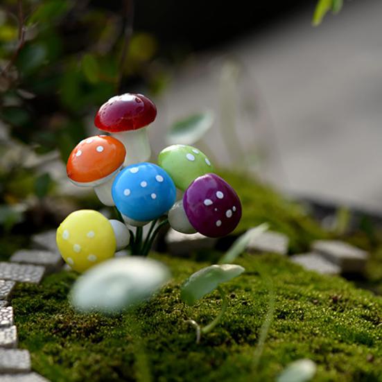 16Pcs Artificial Mushroom Holiday Easter Bonsai Spring Garden Flower Pot Decor