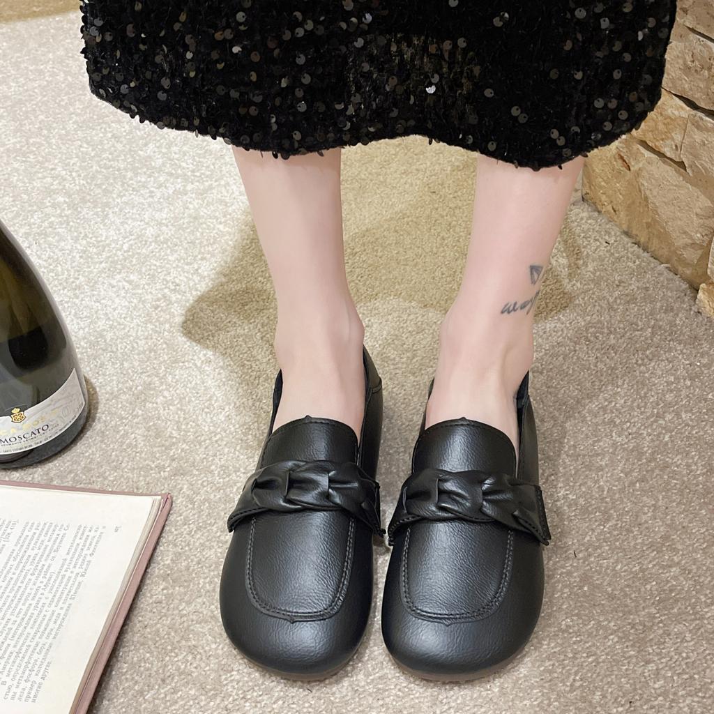 Simple and Fashionable Soft Leather Women's Shoes 2024 Spring New Shallow Cut Versatile Comfortable and Breathable Single Shoe