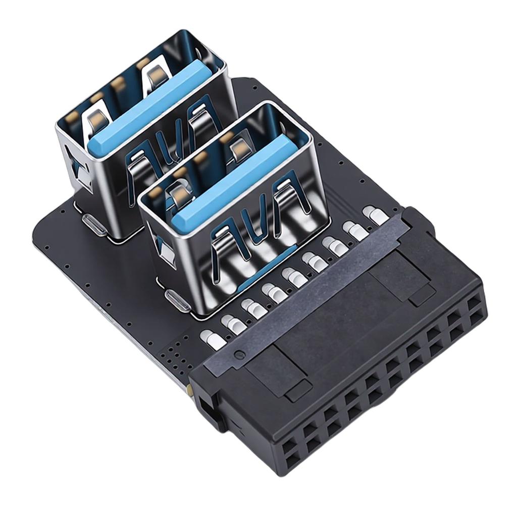 USB 3.0 Frontpanel-Adapter 19P 20P auf zwei Typ-A-Header 90-Grad-Konverter für Motherboard PH724A