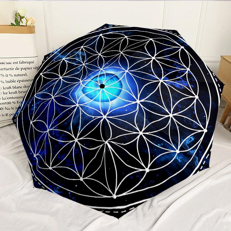 Cosmic Flower Of Life 8-Frame for Travel, camping, Casual Lightweight Portable Umbrella, Essential for every family Holidays Birthday Gift