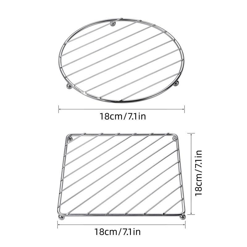Stainless Steel Coaster Set - Thickened Heat Insulation Pad for Kitchen Table Pot Holder Dish Mat Steamer Rack Cooling Grid