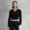 FILA Golf Series Fashion Simple Personality Casual Sports Pullover Long Sleeve Knitted Sweater Women sweater Deep-Black A11W545412FBK