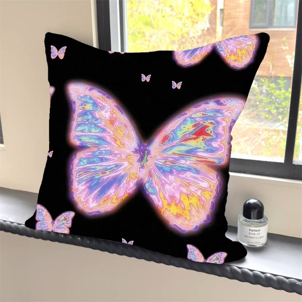 1PC Luxury Pink Cute Butterfly Pillow Case Square  Bedroom Sofa Leisure Comfort Cushion Car Home Decoration Pillowcase 40x40