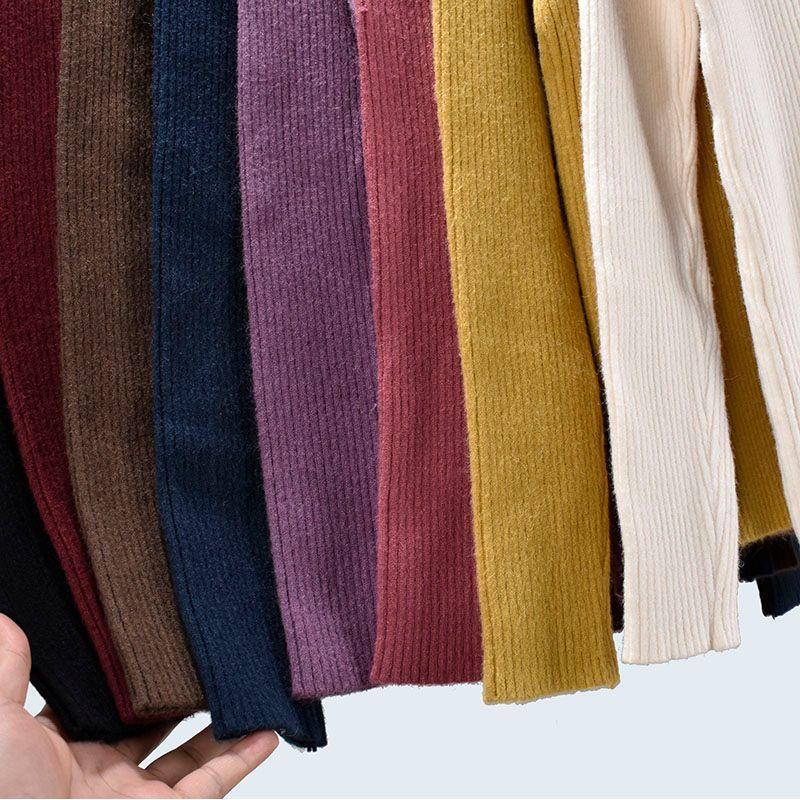 Thickened Basic Style Pile Collar Minimalist Easiest for Match Solid Color Rib Fabric Long Sleeves Women's Bottoming Shirt Autumn Winter Coat