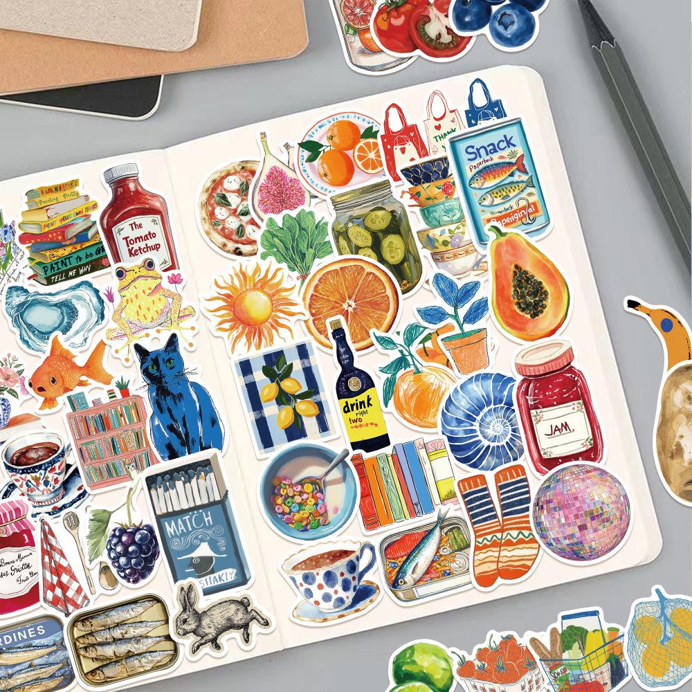 50PCS Mediterranean Tomato Art Aesthetic Stickers Laptop Graffiti Room Skateboard Waterproof Scrapbooking Phone Sticker Decals