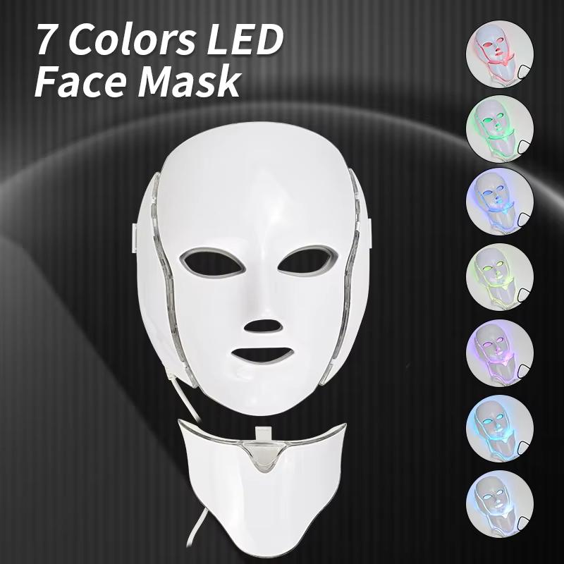 7 Color LED Phototherapy Mask - Facial & Neck - Whitening, Anti-Acne, Pore Shrink
