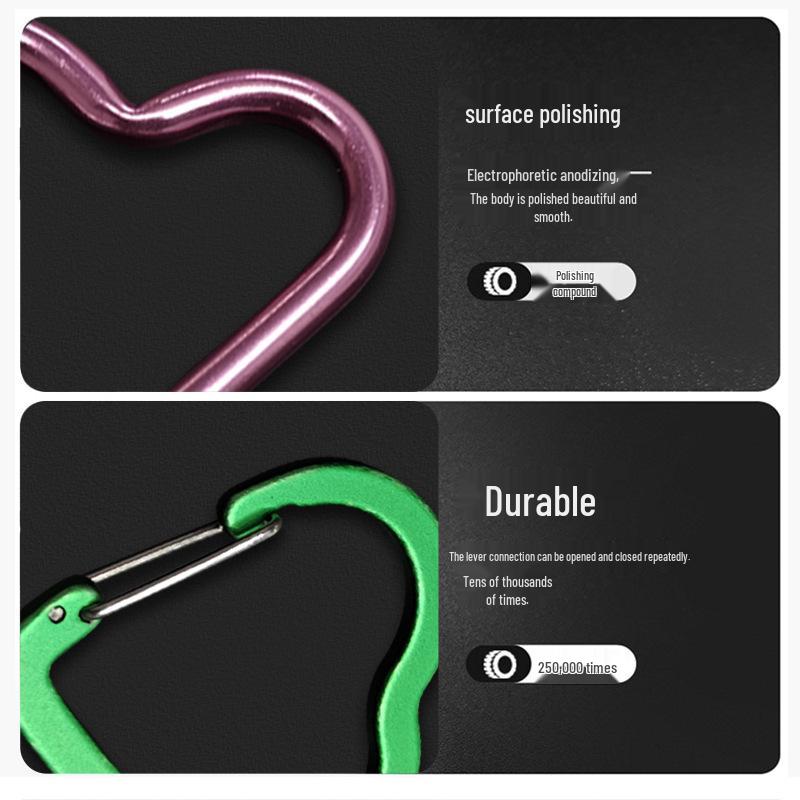 Heart-Shaped Aluminum Carabiner Climbing Hook - Safety Buckle for Outdoor & Water Bottles