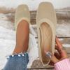 New Fashion Square Knit Breathable Flat Sole Single Shoes Solid Light Mesh Fly Knit Lazy Work Shoes Flat Shoes