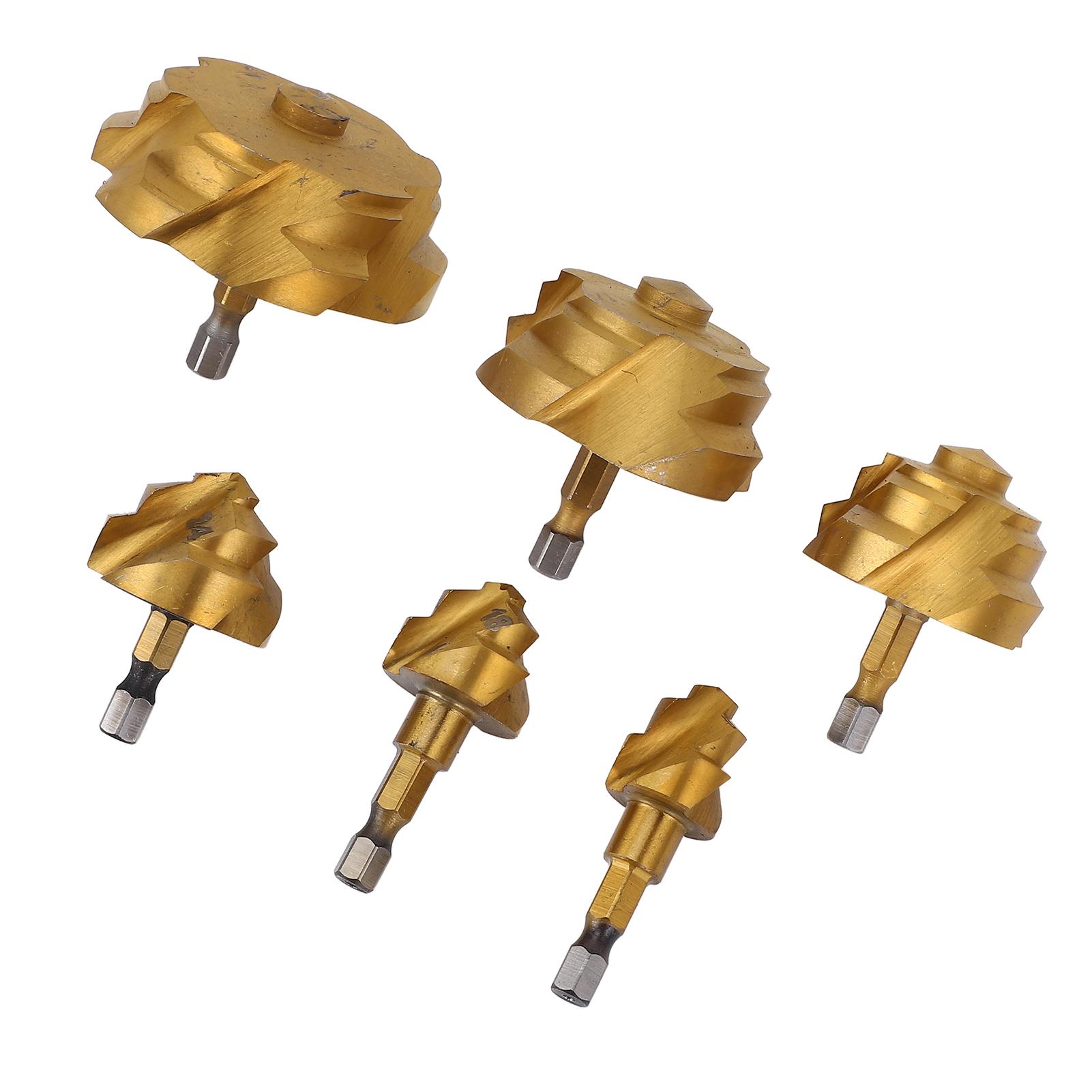 

6 Pcs PPR Lifting Stepped Drill Bit Set 20 25 32 40 50 63mm 1 4 Inch Hex Shank Spiral Water Pipe Expansion Drill Bit