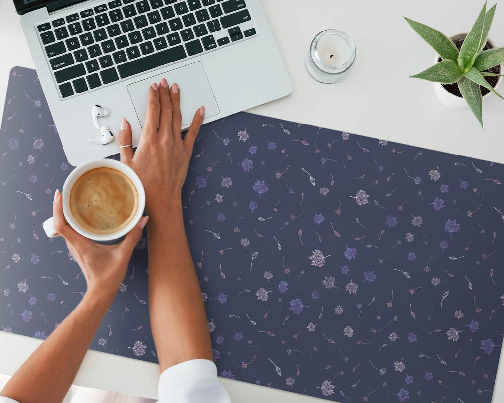 Tabletop Protective Mat with a Fashionable Floral Night Pattern Print 100x50 Cm