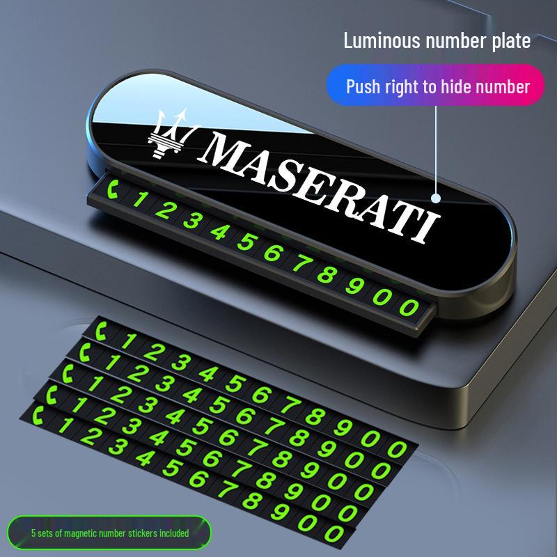 Verstecktes temporäres Parktelefonnummernschild für Maserati Quattroporte, Ghibli, Grega