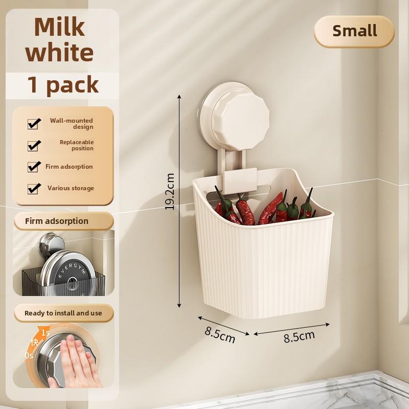 New suction cup wall-mounted kitchen storage rack onion, ginger and garlic seasoning storage kitchen onion, ginger and garlic storage basket rack
