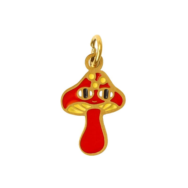 Summer On The New National Tide Does Not Fade Niche Dripping Oil Colored Mushroom Necklace Accessories Diy Design Pendant Female