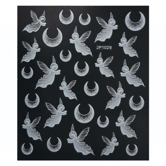 Transfer Decals Long Lasting Makeup Tools White Butterfly Moon Shape Nail Art Sticker for Professional Use