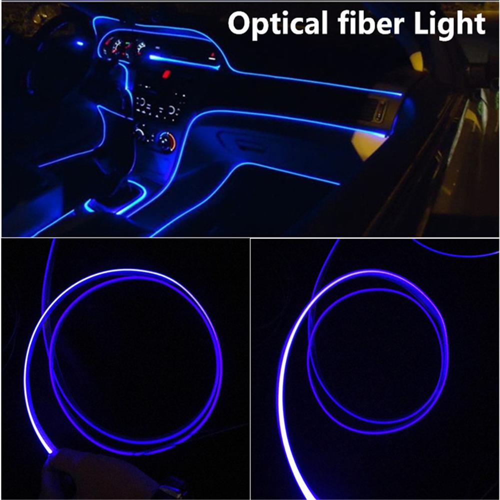 RGB LED Car Interior Decor Neon EL Strip Light Atmosphere Lamp 6m Optical Fiber