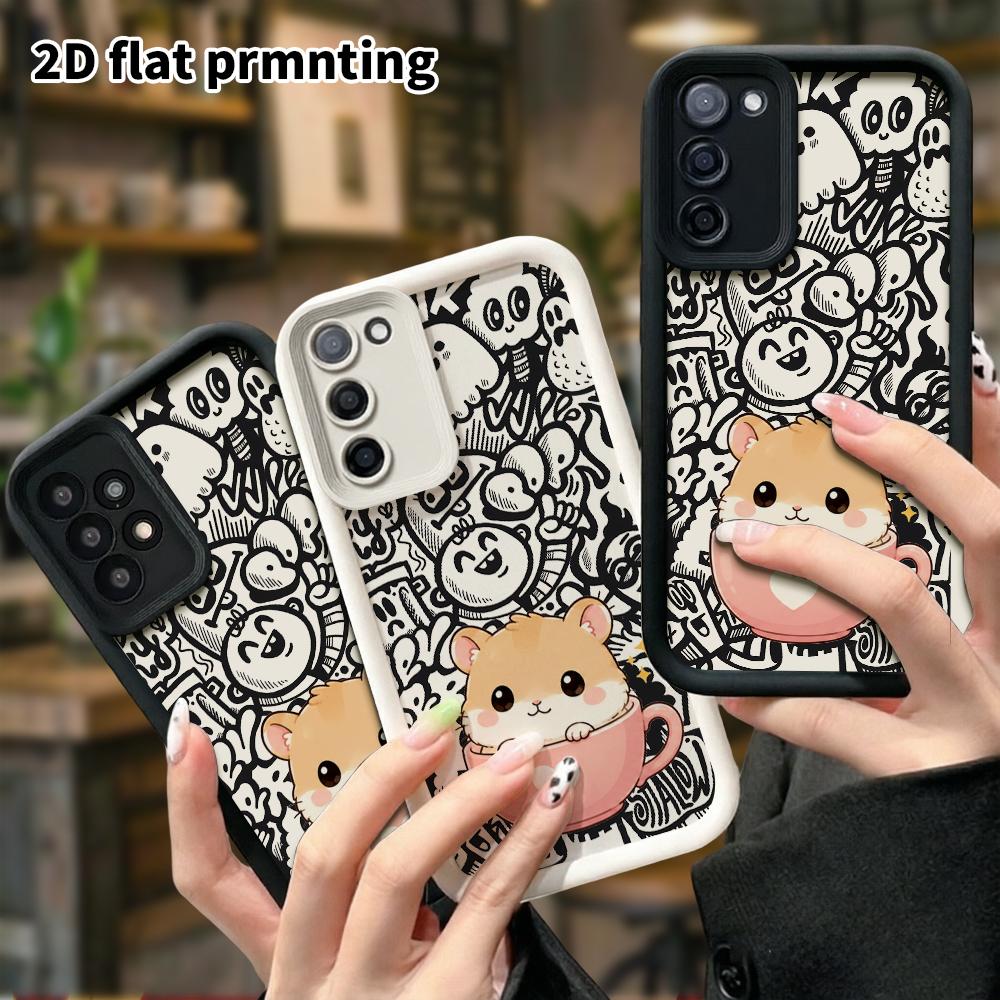 Phone Case: 2D Flat Samsung Galaxy A34 A35 M05 M06 S20 S22 S21 FE Plus 5G Protective Case, Teacup Hamster, Christmas and Halloween Gifts