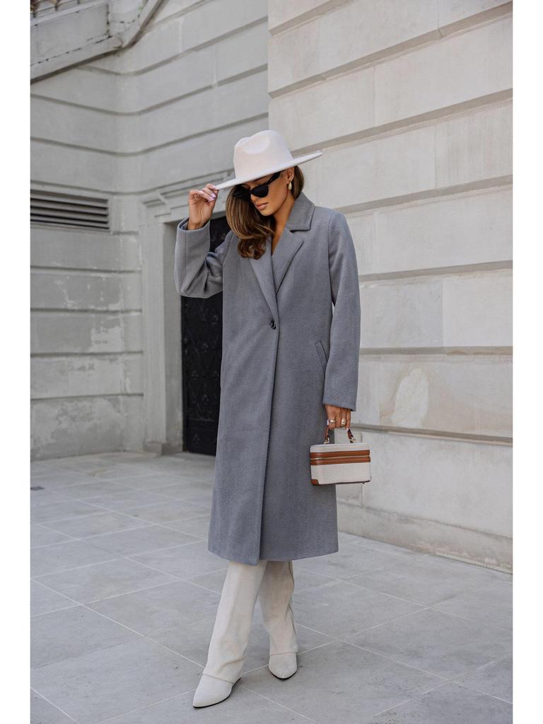 2024 Bestseller Women's Winter Simple Solid Long Sleeve Mid-Length Wool Coat