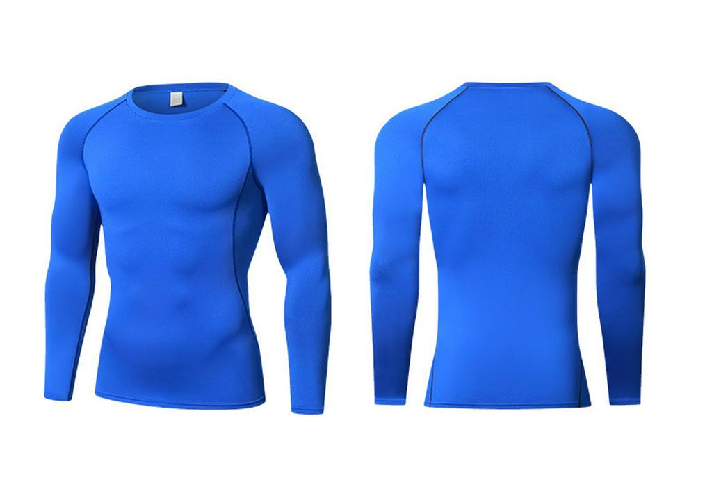Men s Quick-Dry Compression Long-Sleeve Crew Neck Basketball Training Top XL синий