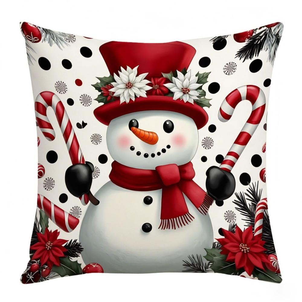 Christmas Cushion Cover Christmas Tree Pattern Snowflake Decorative Pillowcase Santa Claus Cartoon Square Shape