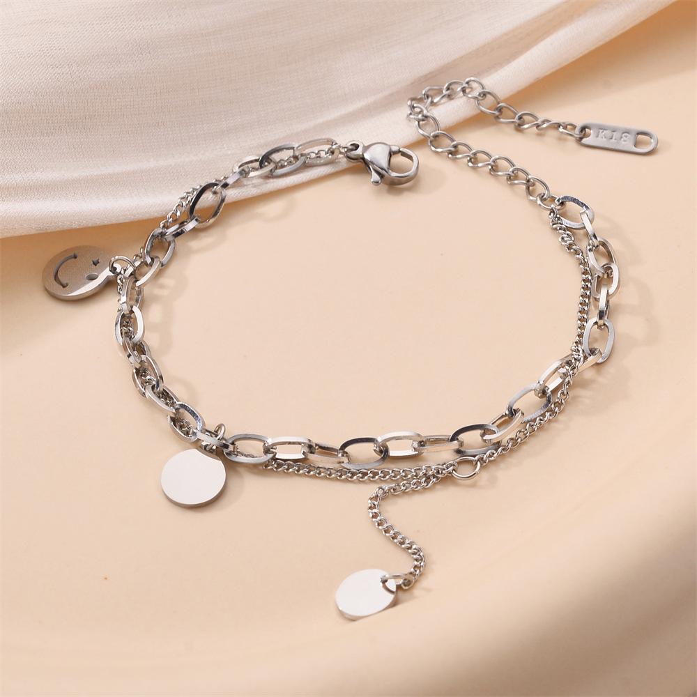Korean Titanium Steel Four-Leaf Clover Bracelet - Women's Fashion, Versatile & Non-Fading Jewelry
