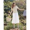 BETU Women's White Pleated A-Line Skirt