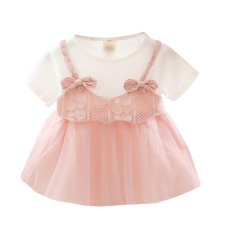 Girls Summer Short Sleeve Tulle Tutu Dress Princess Party Gown For Baby Kids Casual Cute Mesh Sundress