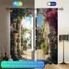 2pcs Romantic French Garden Arches Printed Curtains    Shade and Privacy Protection   Suitable for Decorating Various Rooms
