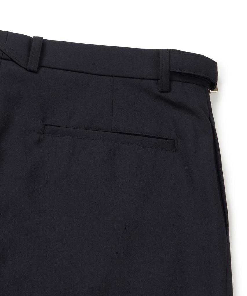 Neibieol Tropical Wool Double-Pleat Wide Pants - Deep Navy