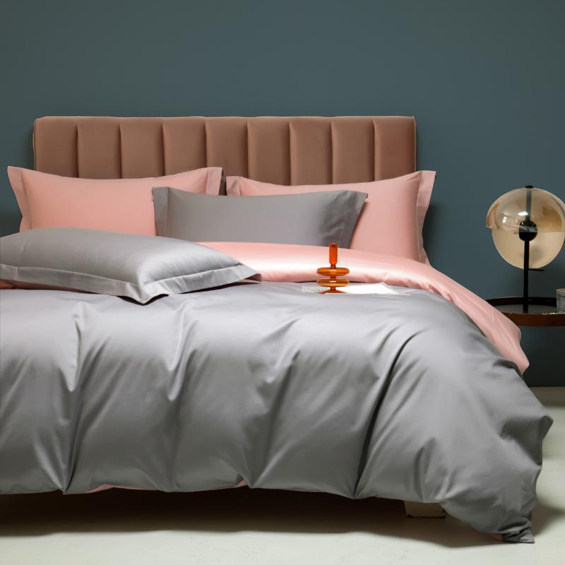 High-end four-piece set Class A 100S long-staple cotton solid color pure cotton four-piece set