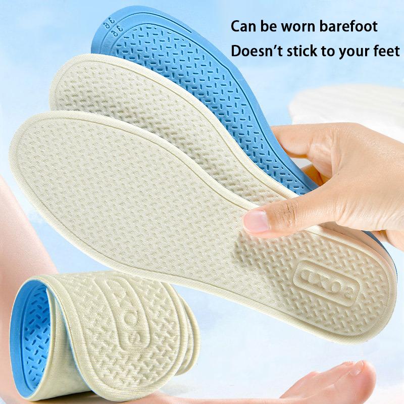 Cooling Latex Sports Insoles, Ultra-Thin Breathable Cushioned Inserts, Anti-Slip Insoles for Barefoot & Daily Use 1Pair/3Pairs