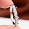 Elegant Silver Color Marquise Zircon Eternity Band Ring for Women Daily Wear and Party