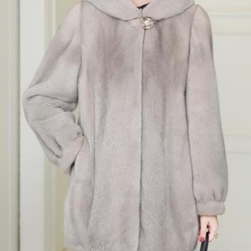 Hooded imitation fur jacket imitation mink velvet women's imitation mink coat winter new thickened warm cotton coat fashion women